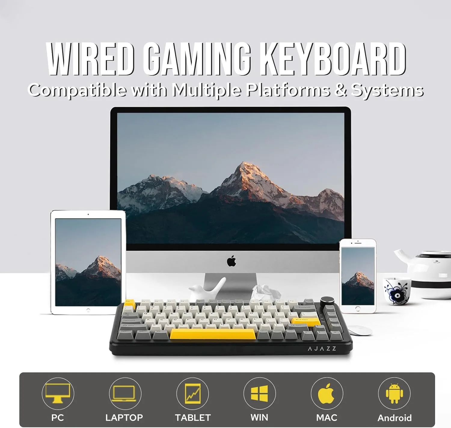 AJAZZ AK820 MAX HE Hall Effect Magnetic Gaming Keyboard, Adjustable Actuation, 8KHz Polling Rate, Wired Rapid Fast Keyboard, Creamy Gasket, RGB Backlight, NKRO for Win/Mac (Black)