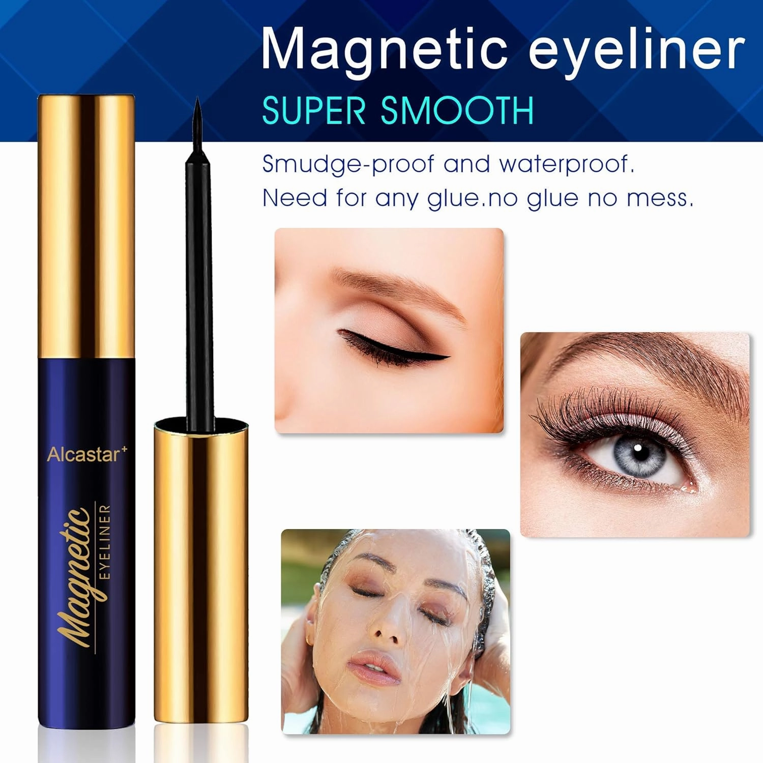 Alcastar Magnetic Eyelashes, Synthetic Fiber, Natural Look, Waterproof, No Glue Required (B-cat eye72D28)