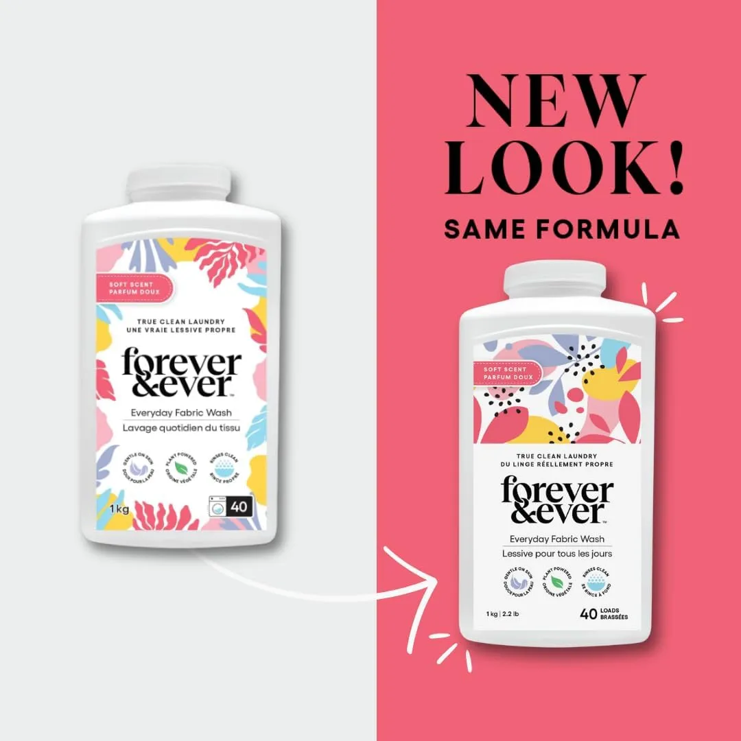 All Natural Laundry Detergent Powder, Gentle Clean Laundry Detergent, Organic, Biodegradable, Eco Friendly Washing Powder, High Efficiency Compatible Everyday Wash, Soft Scented, 2.2lbs