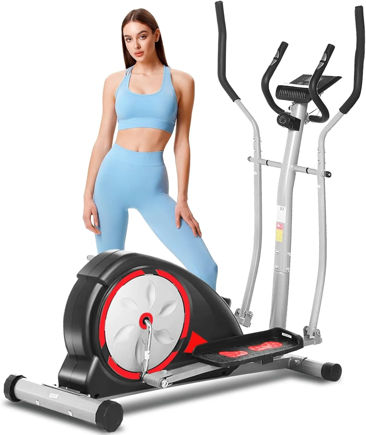 ANCHEER Elliptical Exercise Machine, Elliptical Training Machines with Pulse Rate Grips and LCD Monitor, Elliptical Machine for Home with 8 Resistance Levels Smooth Quiet Driven, Max 350Lbs