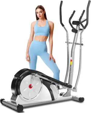 ANCHEER Elliptical Exercise Machine, Elliptical Training Machines with Pulse Rate Grips and LCD Monitor, Elliptical Machine for Home with 8 Resistance Levels Smooth Quiet Driven, Max 350Lbs