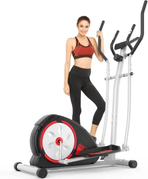 ANCHEER Elliptical Exercise Machine, Ultra-Silent Magnetic Elliptical Training Machines for Home Gym, 8 Resistance Levels Control with Pulse Rate Grips, LCD Monitor Max Capacity 380Lbs