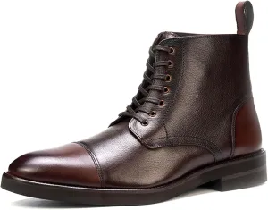 Anthony Veer James Lace-up Boots for Men | Full Grain Calfskin Leather | Studded Rubber Outsole | Ortholite Cushion Comfort Footbed | Blake Stitch Construction | Flat Waxed Laces | Black