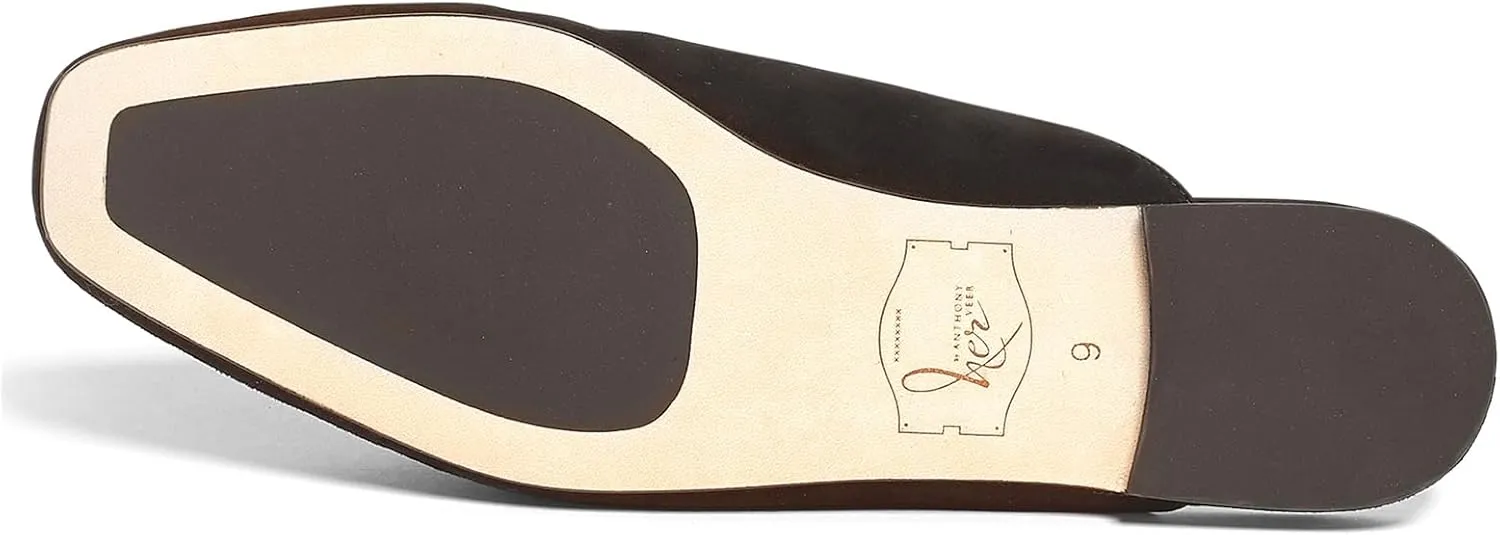 Anthony Veer Lara Suede Flat Mule for Women | Handcrafted in Italian Suede | Ortholite Bedded Insoles | Square Toe & Rubber Heel