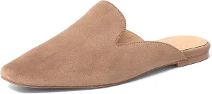 Anthony Veer Lara Suede Flat Mule for Women | Handcrafted in Italian Suede | Ortholite Bedded Insoles | Square Toe & Rubber Heel