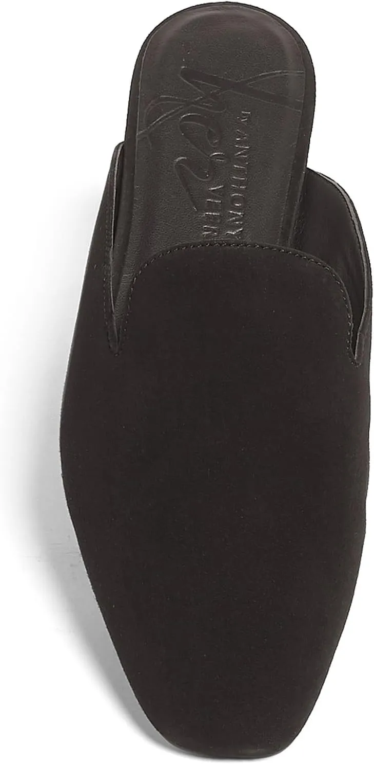 Anthony Veer Lara Suede Flat Mule for Women | Handcrafted in Italian Suede | Ortholite Bedded Insoles | Square Toe & Rubber Heel