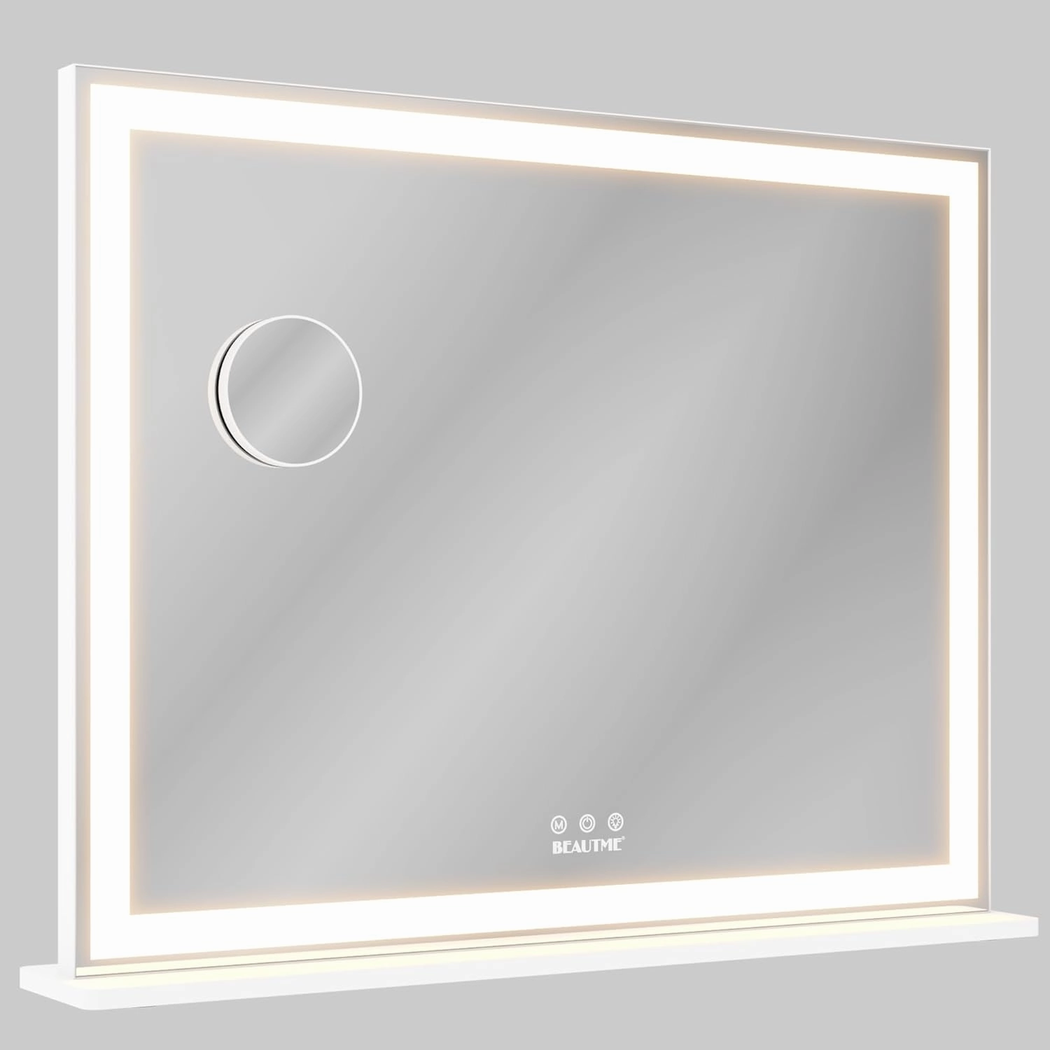 ANYHI Large Vanity Mirror with Lights, 28"x22" Makeup Mirror with Light Strip, 3 Color Modes, Dimmable, Smart Touch Control, Aluminum Frame, Tabletop or Wall Mount, White