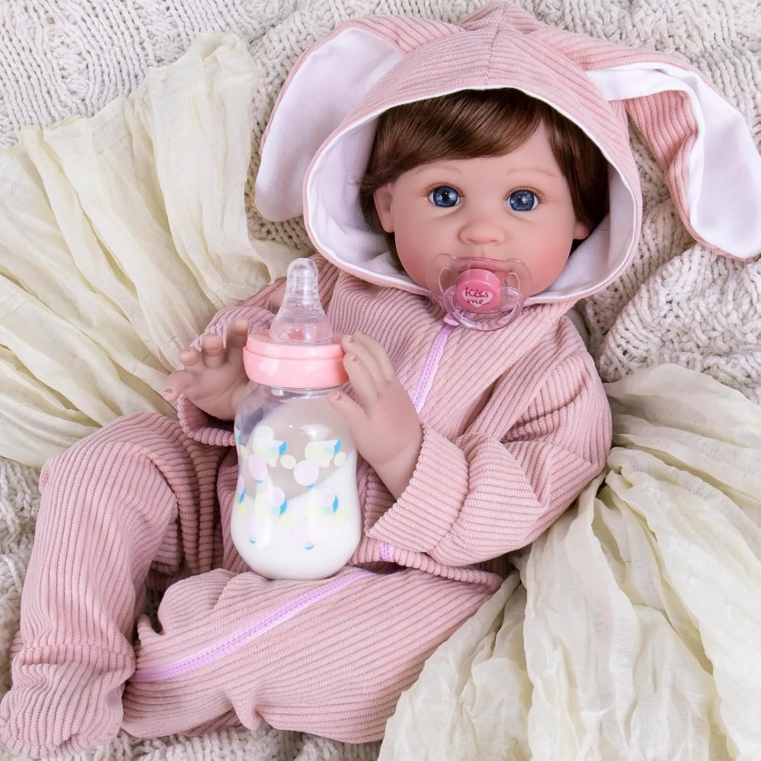 Aori Reborn Baby Doll Realistic Girl - Lifelike 20-Inch Newborn Dolls with Poseable Limbs and Feeding Kit, Great Gift Set for Kids 3 