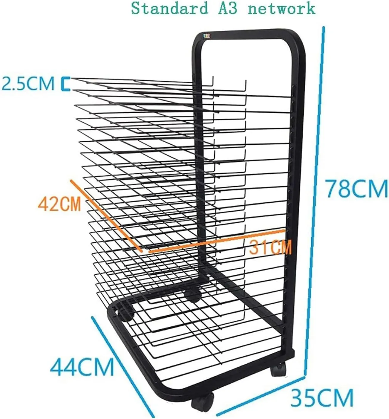 Art Drying Rack with Wheels for Edun Tools and Art Clubs Ideal Art Shelf Storage Rack 8Ka3 Silk Screen Album Display Rack with 30 Floors,20 Floors