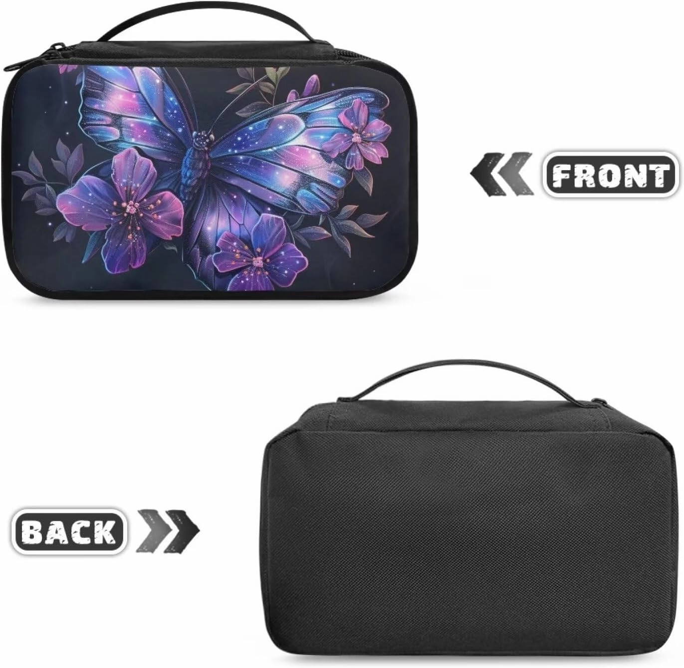 Artistic Butterfly Travel Makeup Bag for Women Custom Cosmetic Bags Waterproof Make Up Case Large Opening Toilety Organizer Pouch for Toiletries Brushes Perfumed Lipstick