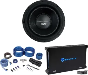 Audiosavings Bundle: Power Acoustik BAMF-124 12" 3500 Watt Car Audio Subwoofer Bundle with Rockville dB14 4000w Peak Amplifier Car Audio Amp, Rockville RWK41 4 Gauge Installation Wire Kit (3 Items)