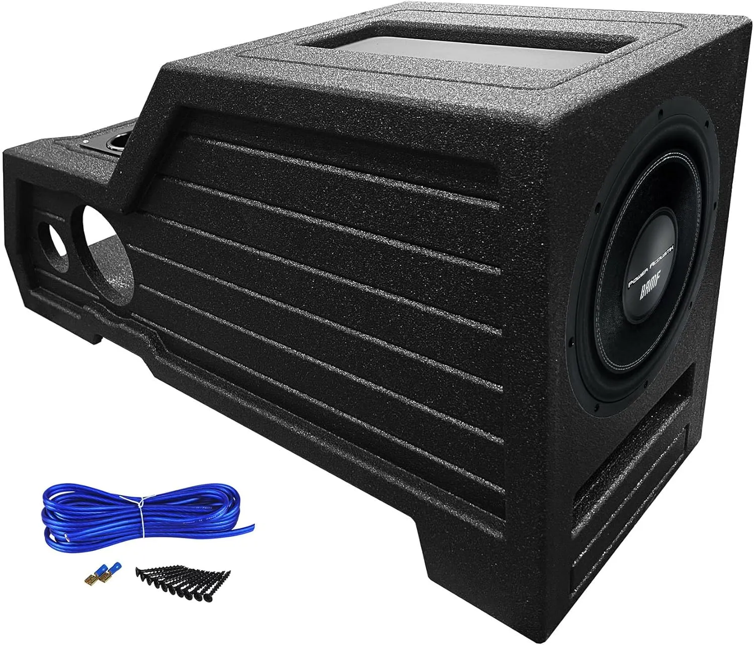 Audiosavings Bundle:(1) Power Acoustik BAMF-122 12" Car Audio Subwoofer DVC Sub Bundle with (1) Complete Single Sub Box Kit Speaker & (1) Rockville REC138 Center Console Sub Box (Items 3)