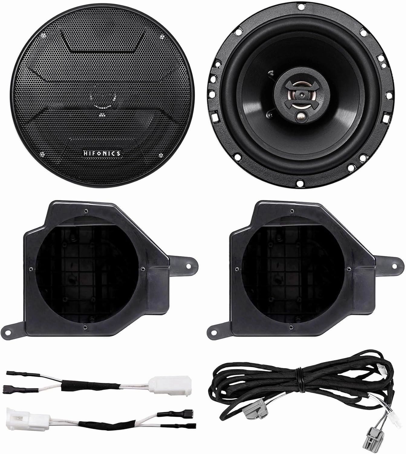 Audiosavings Bundle: (1) Pair Hifonics ZS653 6.5" Car Stereo Speakers Bundle with (1) MB Quart JE1-116 Speaker Enclosures for Jeep Gladiator/Wrangler JL (2 Items)