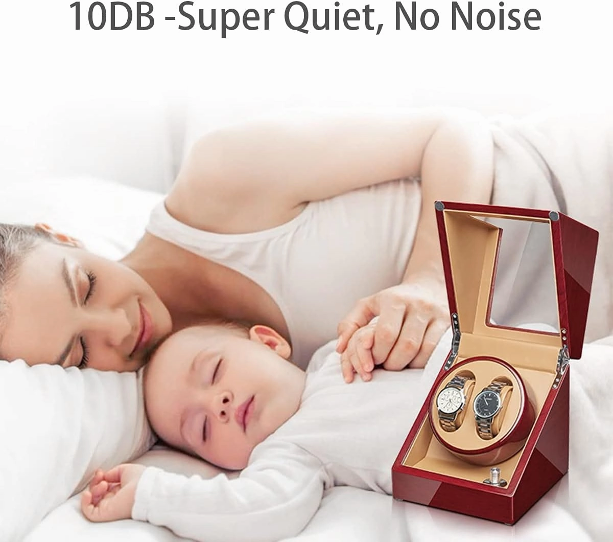 Automatic Watch Winder Box - Silent Motor, Flexible Watch Pillow, Wood Shell with Piano Finish - Ideal Storage Display for Men's and Women's Watches