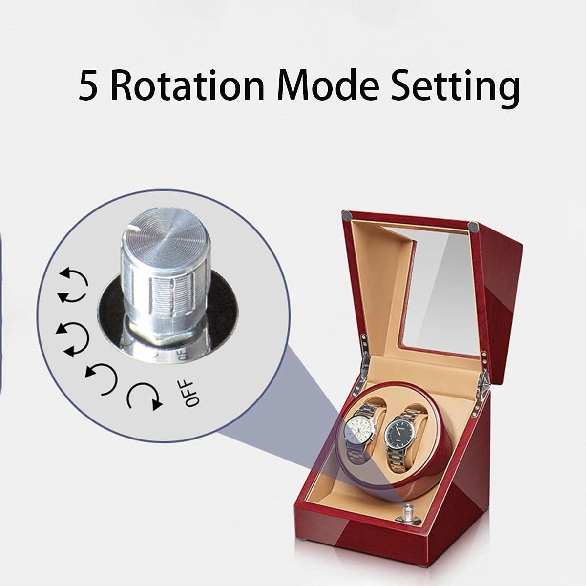 Automatic Watch Winder Box - Silent Motor, Flexible Watch Pillow, Wood Shell with Piano Finish - Ideal Storage Display for Men's and Women's Watches