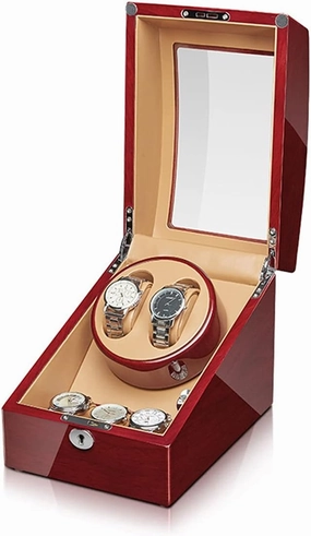 Automatic Watch Winder Box - Silent Motor, Flexible Watch Pillow, Wood Shell with Piano Finish - Ideal Storage Display for Men's and Women's Watches