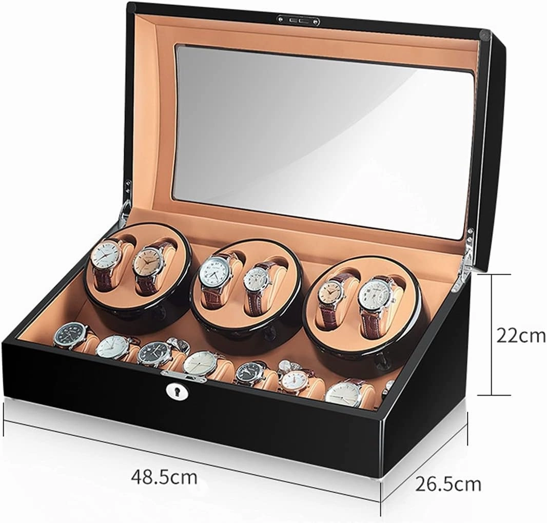 Automatic Watch Winder Storage Display Box Wood Shell Piano Self Winding Watch Rotator Box with Quiet Motor(F 6 7)