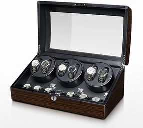 Automatic Watch Winder Storage Display Box Wood Shell Piano Self Winding Watch Rotator Box with Quiet Motor(F 6 7)