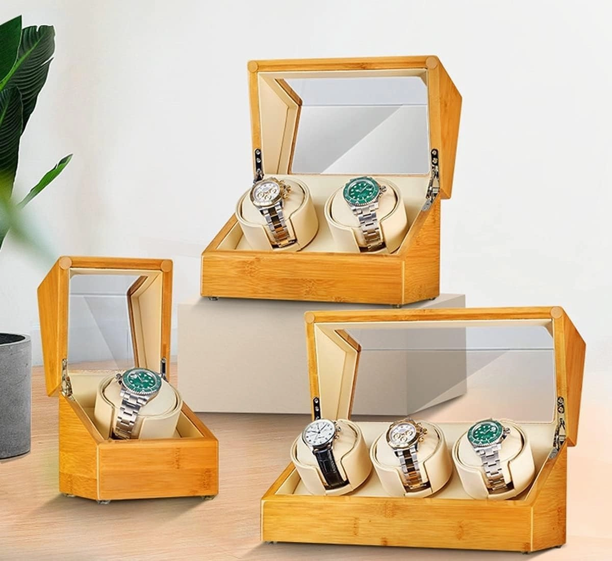 Automatic Watch Winder Wood Watches Display Box Motor Flexible Lady And Man(3 0)