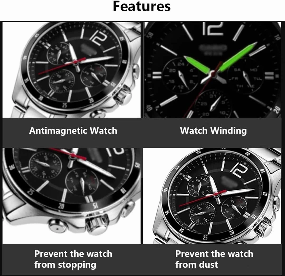 Automatic Wood Watch Winder Display Box Quite Motor Built-in LED Light Black Piano Paint Exterior Watch Winder Display Watch Box Case Watch Storage