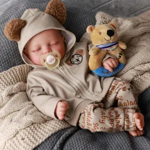 BABESIDE Lifelike Reborn Boy Doll Tero 17 Inches Realistic Baby Doll with Soft Cloth Body Limbs Poseable Real Life Baby Dolls with Feeding Accessories for Kids Ages 3 