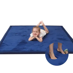 Baby Play Mat for Floor,1.3" Thick Memory foam Tummy Time Mat,Soft Coral Velvet Nursery Rug,Extra Large Non Slip Crawling Mat for Toddlers,Infants,kids,Yoga,Tatami Style for Living Room(Royal Blue)