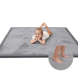 Baby Play Mat for Floor,1.3" Thick Memory Foam Tummy Time Mat,Soft Coral Velvet Nursery Rug,Large Non Slip Crawling Mat for Toddlers,Infants,Kids,Yoga Mat,Tatami Mat for Living Room(Dark Gray)