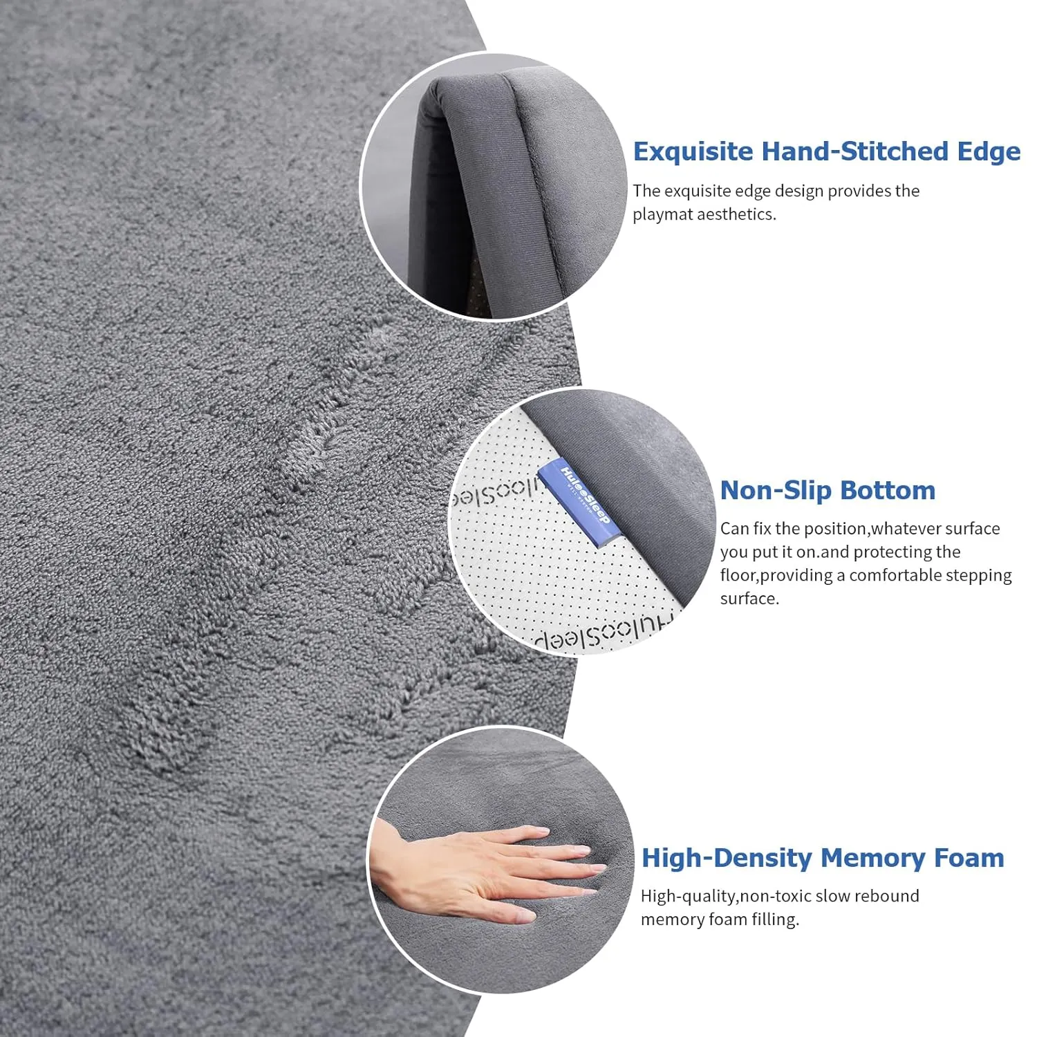 Baby Play Mat for Floor,1.3" Thick Memory Foam Tummy Time Mat,Soft Coral Velvet Nursery Rug,Large Non Slip Crawling Mat for Toddlers,Infants,Kids,Yoga Mat,Tatami Mat for Living Room(Dark Gray)