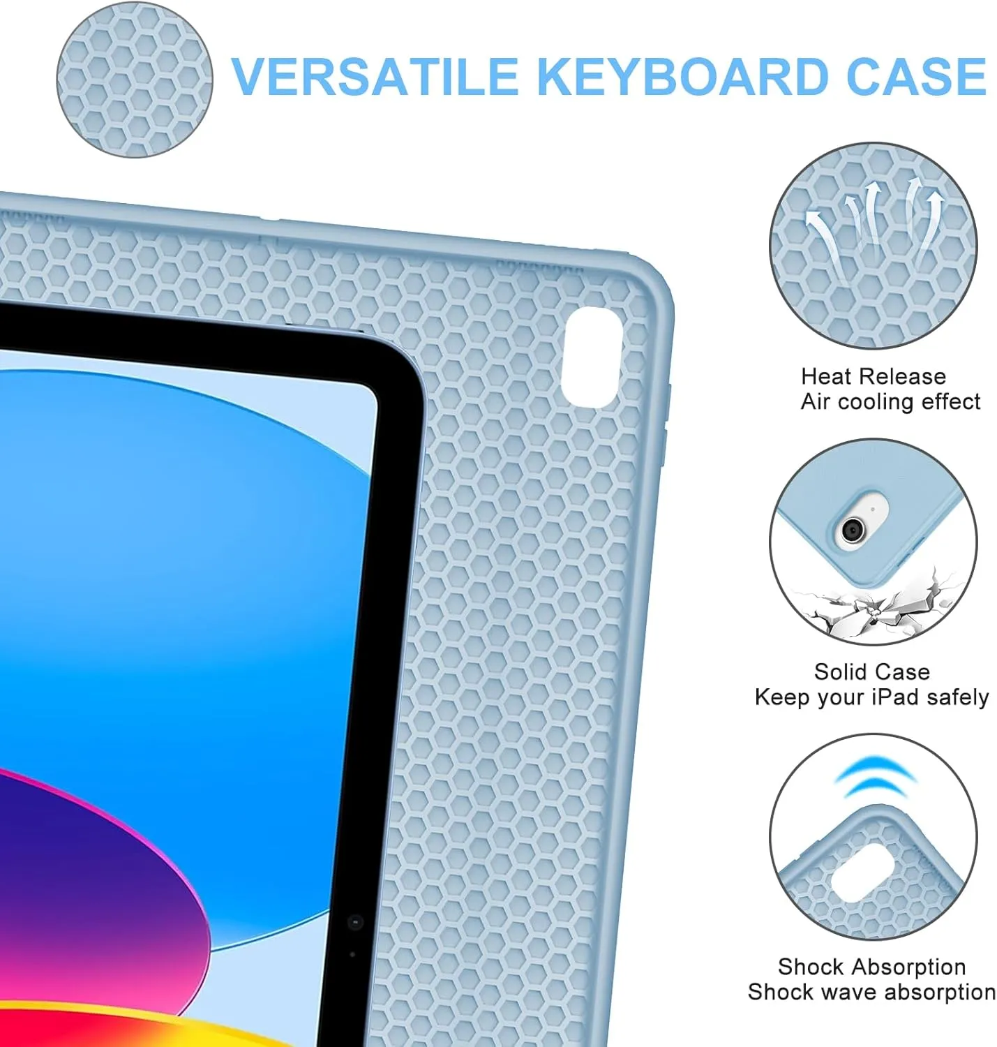 Backlit Keyboard Case for iPad A16 2025 11th/10th 2022 Generation (11-inch/10.9),7-Color Backlit,Detachable Wireless Keyboard with Bulit-in Pencil Holder Multi-Angle Protective Cover(Blue)