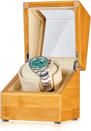 Bamboo Wood Watch Winder Automatic Watches with Quiet Motor Watch Storage Display Box Fit Lady and Man Watches Rotator Case (1 0)