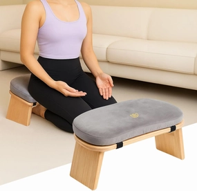 Bamboo Meditation Bench, Folding Meditation Stool with Velvet Cushion & Carry Bag, Seiza Prayer Stool, Kneeling Meditation Bench for Yoga, Mindfulness & Zen Practice