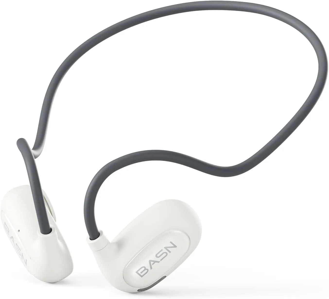 BASN AirS1 Air Conduction Headphones, Wireless Bluetooth 5.3 with IPX5 Waterproof, 16.2mm Driver ENC Open Ear Sport Headphones for Cycling Running Swimming Exercise Travel (White)