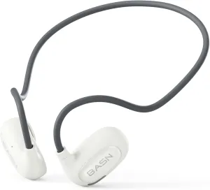 BASN AirS1 Air Conduction Headphones, Wireless Bluetooth 5.3 with IPX5 Waterproof, 16.2mm Driver ENC Open Ear Sport Headphones for Cycling Running Swimming Exercise Travel (White)