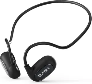 BASN AirS1 Wireless ENC Air Conduction Earphones, Bluetooth 5.3 Open Ear Headphones with 16.2mm Dynamic Speaker, IPX5 Sweat & Water Resistant for Gym Hiking Cycling Running Workouts (Black)