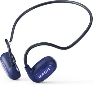 BASN AirS1 Wireless ENC Air Conduction Earphones, Bluetooth 5.3 Open Ear Headphones with 16.2mm Dynamic Speaker, IPX5 Sweat & Water Resistant for Gym Hiking Cycling Running Workouts (Blue)