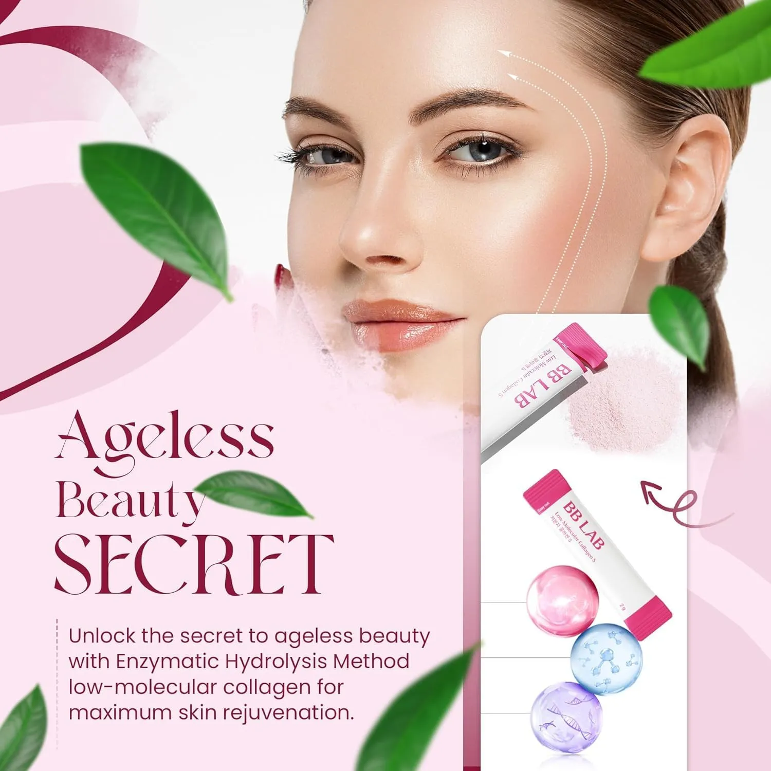 BB LAB Powder Collagen, SF3X-7 Intensive Series, Made in Korea, 30 Sticks (Low Molecular Collagen S), Pink