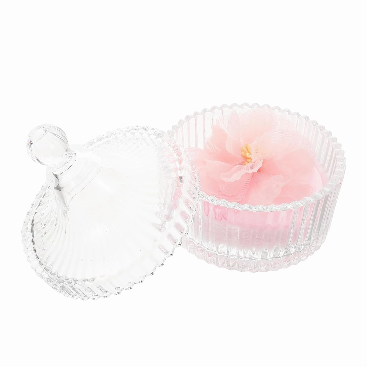 Beaupretty 1 Set Soft Body Powder Puff with Decorative Glass Jar Case Dual Sided Velvet Puff for Makeup Powder Dustproof Storage Container for Home Travel Use