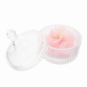 Beaupretty 1 Set Soft Body Powder Puff with Decorative Glass Jar Case Dual Sided Velvet Puff for Makeup Powder Dustproof Storage Container for Home Travel Use