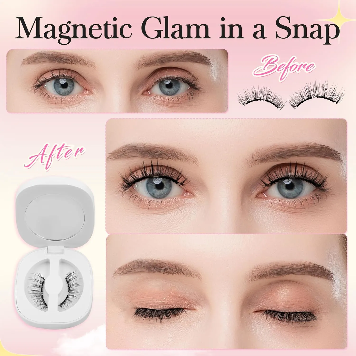 Bepholan Soft Magnetic Eyelashes with Applicator Reusable Upgrade Magnetic Lashes Natural Look No Glue Needed Easy to Wear and Remove(RC25)