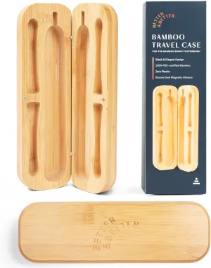 Better & Better Travel Case designed for the Bamboo Sonic Toothbrush | Fits 2 Replacement Brush Heads & 1 Electric Brush Handle | Natural Bamboo with Dual Magnetic Closure