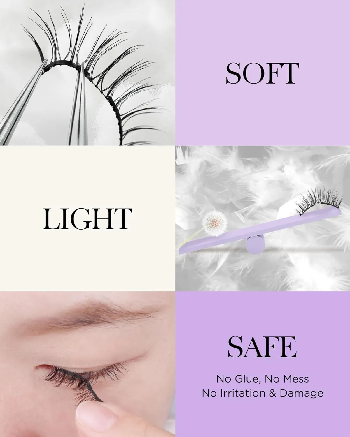 BEYELIAN Magnetic Eyelashes Natural Look Soft Magnetic Lashes with Applicator Reusable No Glue Needed False Eyelashes Easy to Wear and Remove (1 Pair,CS104)