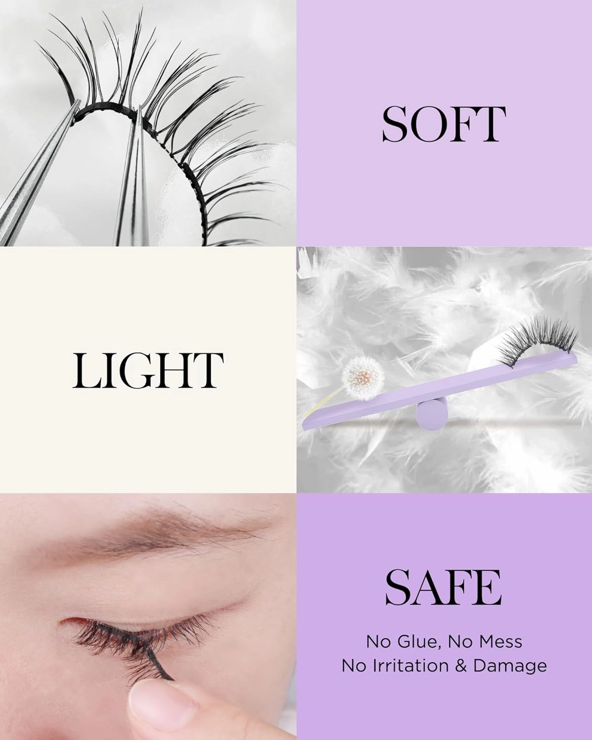 BEYELIAN Soft Magnetic Eyelashes, Reusable Magnetic Lashes with Applicator Natural Look No Glue Needed Comfortable & Secure Fit for All-Day Wear (1 Pair,SME04)