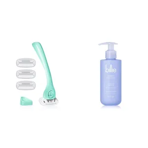 Billie Razors for Women Shave Kit – Razor   4 x 5-Blade Razor Refills   Magnetic Holder – Minty & V Smooth - Shave Gel   Cleanser for Pubic Hair & Skin - pH-Balanced