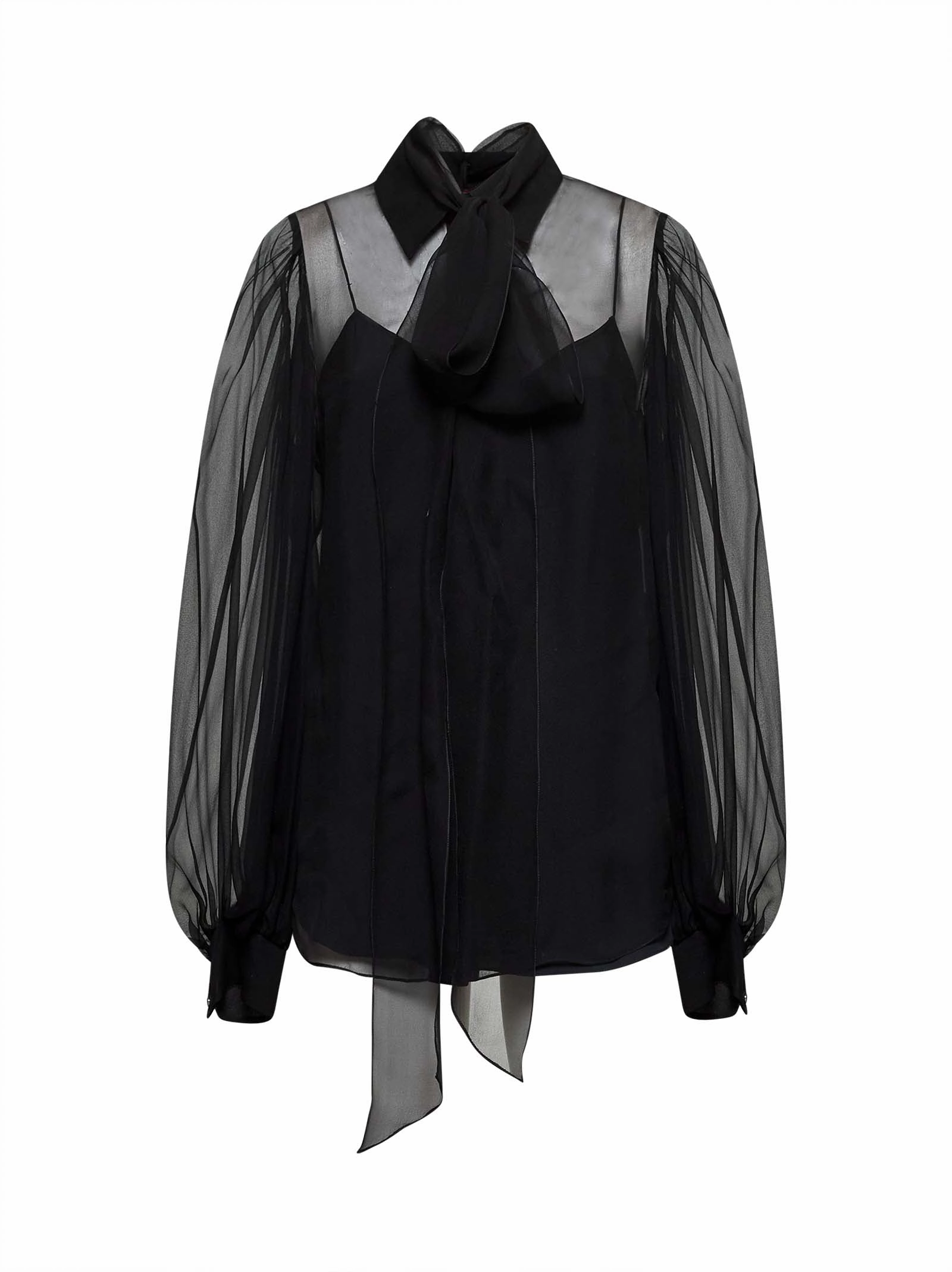 Black silk chiffon shirt