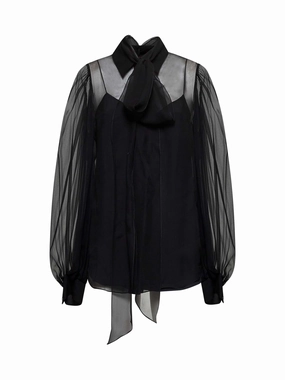 Black silk chiffon shirt