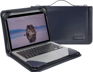 Blue Leather Laptop Messenger Case - Compatible with MSI Summit E14 Flip Evo - A13M 14" Laptop