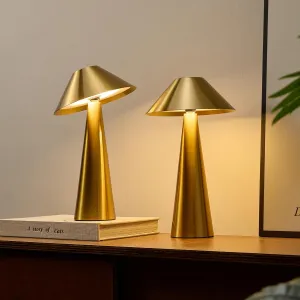 Bojim Cordless Battery Lamp Set of 2, Gold Portable Lamp with Rotatable Magnetic Lampshade, 3 Color Stepless Dimming, Great for Night Light/Small Table Lighting