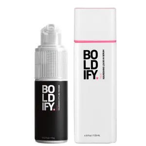 Boldify Hair Volumizer Powder   Boost Serum Silk & Shine Bundle: 24 Hour Volume & Softness - No Mess, Matting, or Clumping