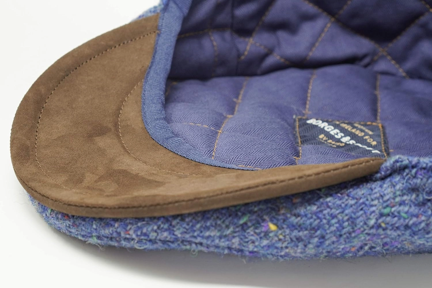Borges & Scott The Sloan - Irish Tweed and Nubuck Leather Flat Cap