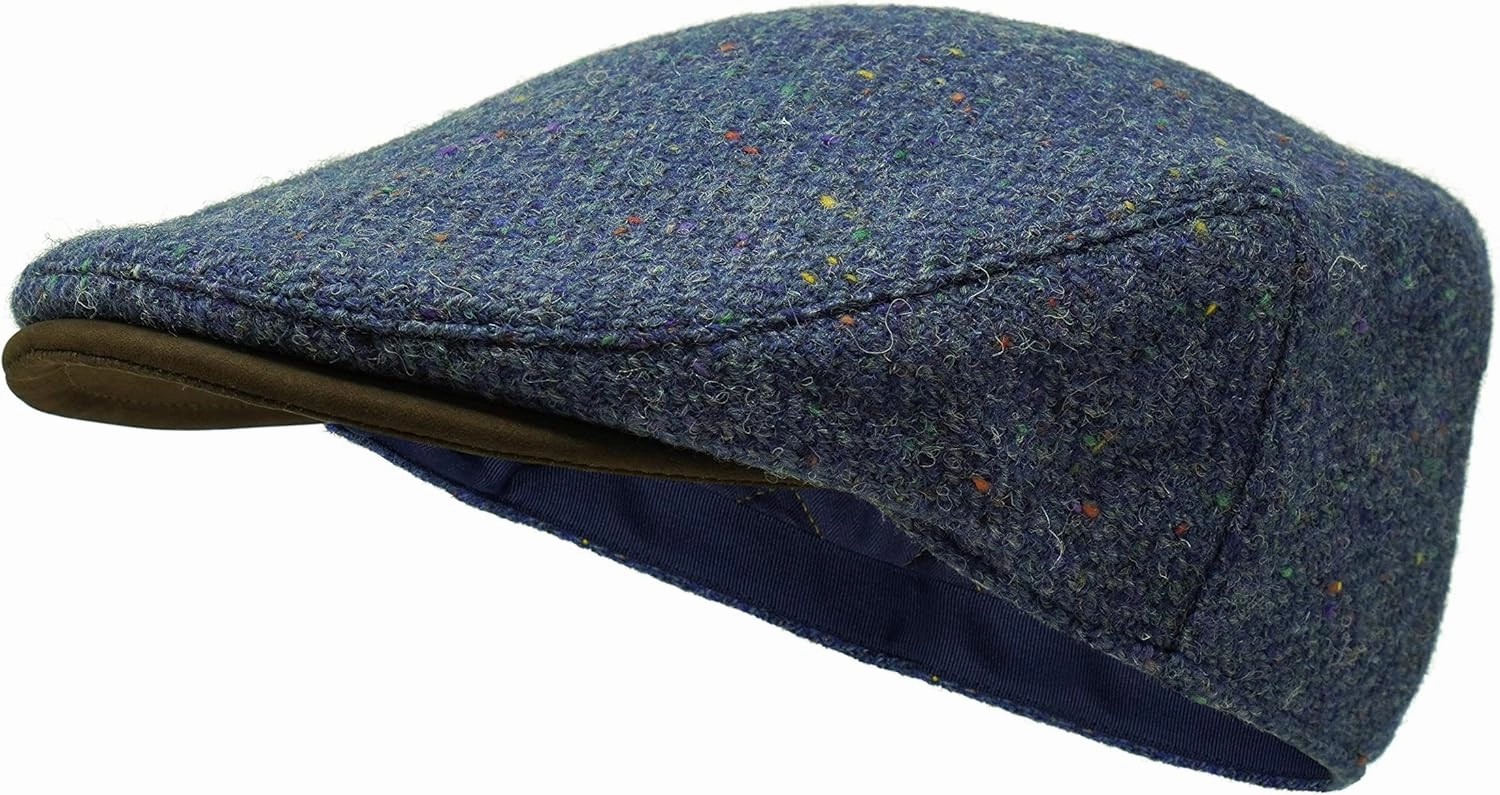 Borges & Scott The Sloan - Irish Tweed and Nubuck Leather Flat Cap